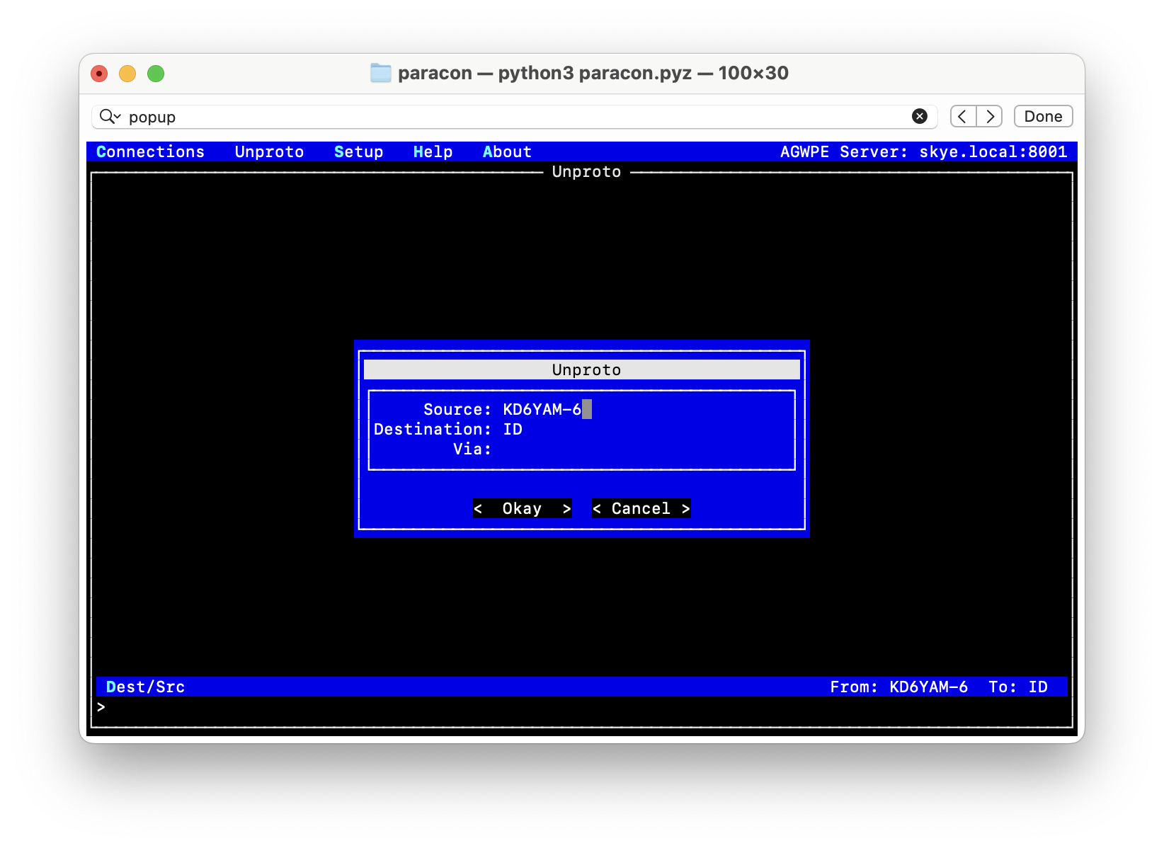 Unproto dialog
