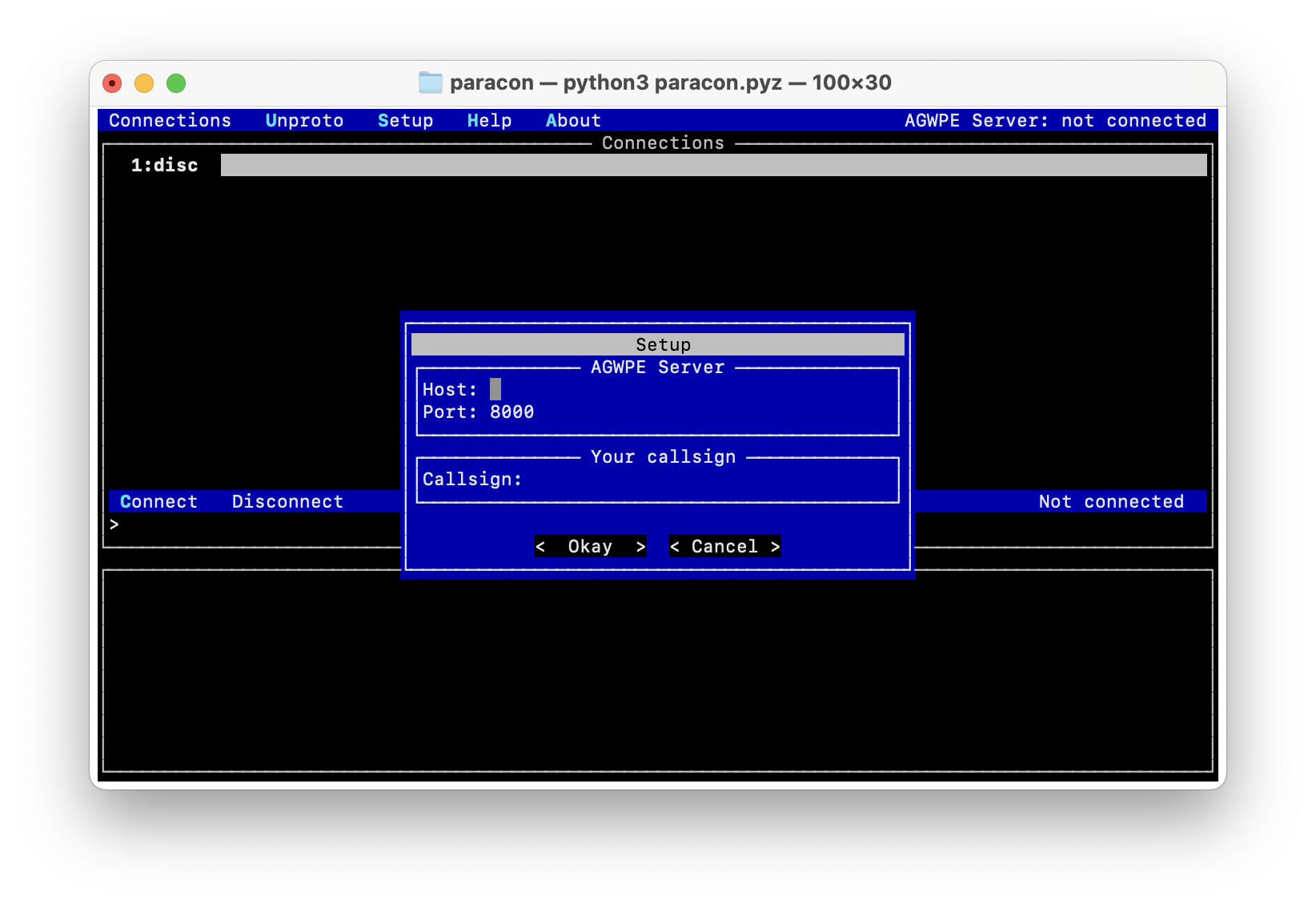 Setup window